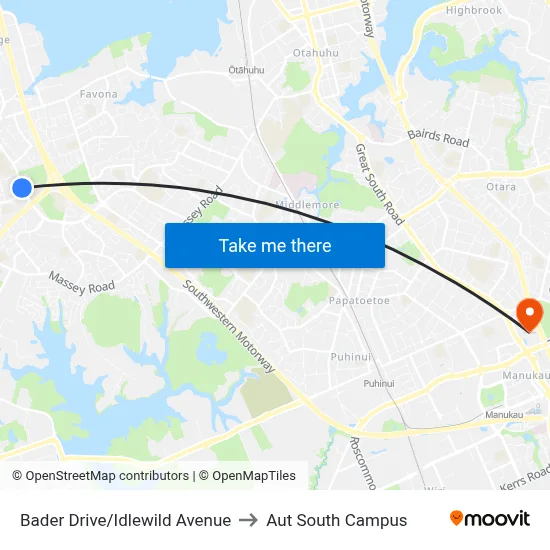 Bader Drive/Idlewild Avenue to Aut South Campus map