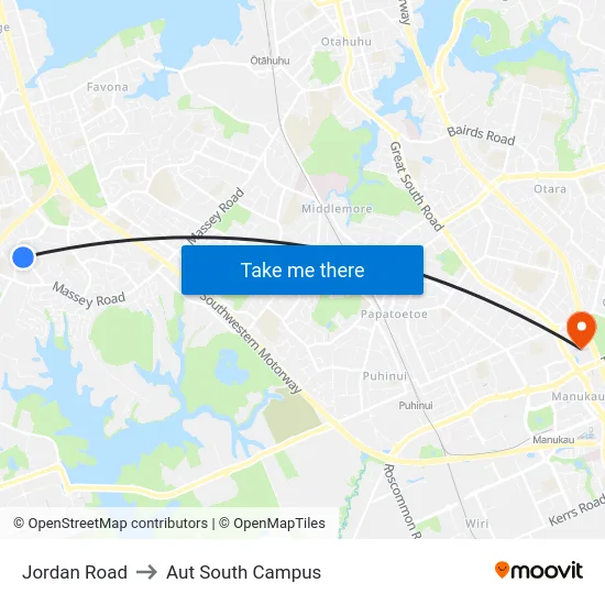 Jordan Road to Aut South Campus map