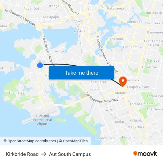 Kirkbride Road to Aut South Campus map
