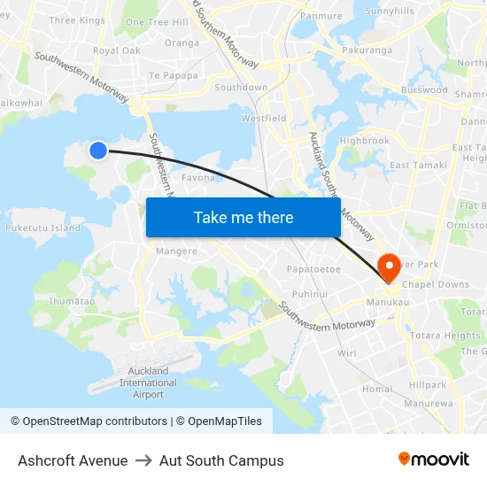 Ashcroft Avenue to Aut South Campus map