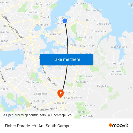 Fisher Parade to Aut South Campus map