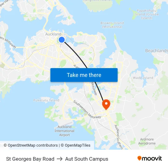 St Georges Bay Road to Aut South Campus map