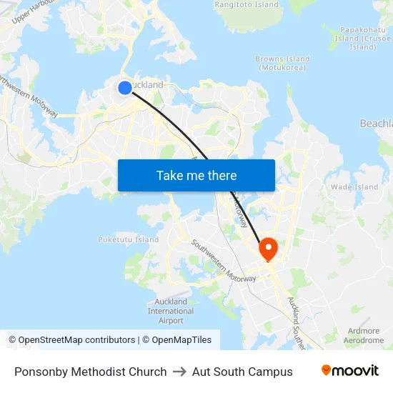 Ponsonby Methodist Church to Aut South Campus map