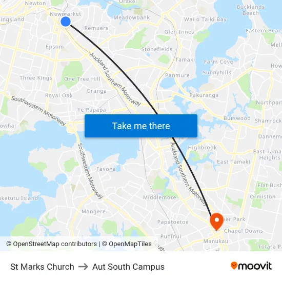 St Marks Church to Aut South Campus map