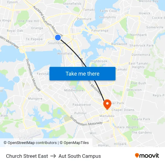 Church Street East to Aut South Campus map