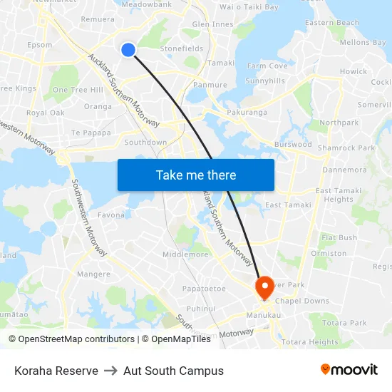 Koraha Reserve to Aut South Campus map