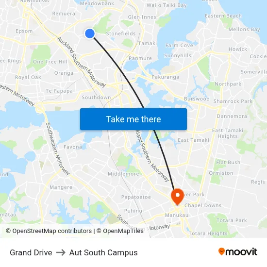 Grand Drive to Aut South Campus map