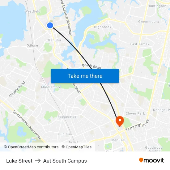 Luke Street to Aut South Campus map