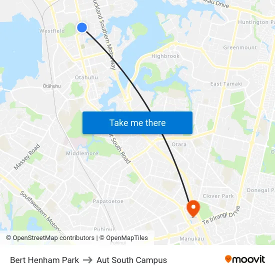 Bert Henham Park to Aut South Campus map
