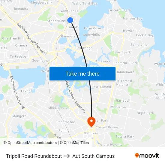 Tripoli Road Roundabout to Aut South Campus map