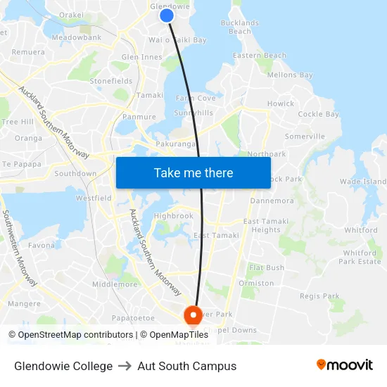 Glendowie College to Aut South Campus map