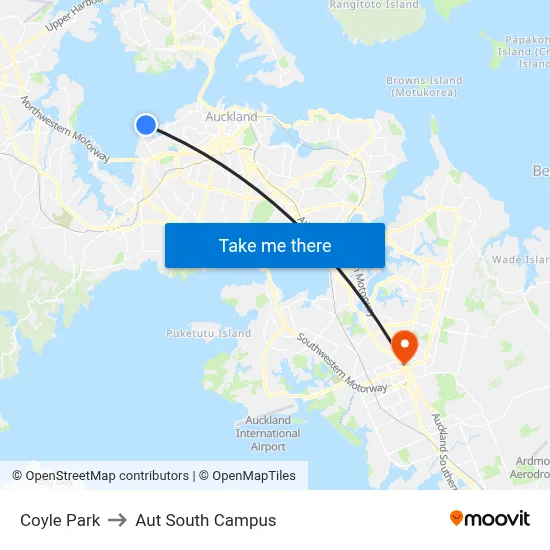 Coyle Park to Aut South Campus map