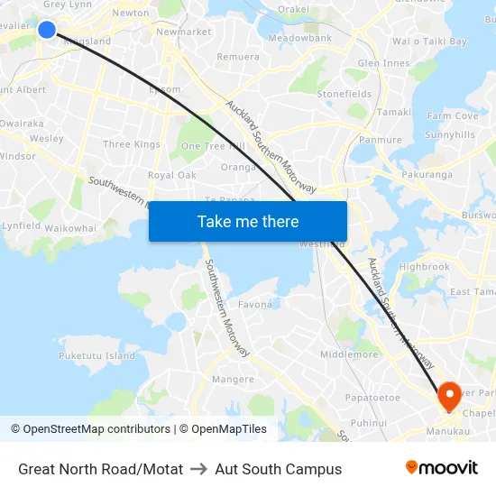 Great North Road/Motat to Aut South Campus map
