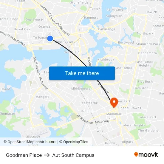 Goodman Place to Aut South Campus map