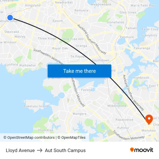 Lloyd Avenue to Aut South Campus map