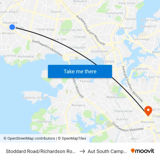 Stoddard Road/Richardson Road to Aut South Campus map