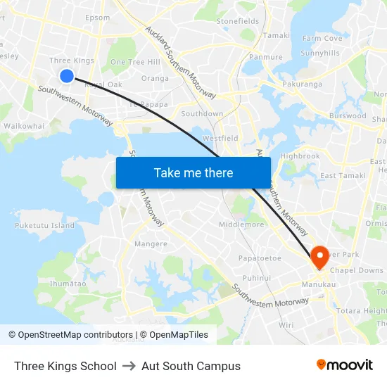Three Kings School to Aut South Campus map