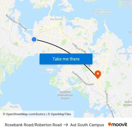 Rosebank Road/Roberton Road to Aut South Campus map