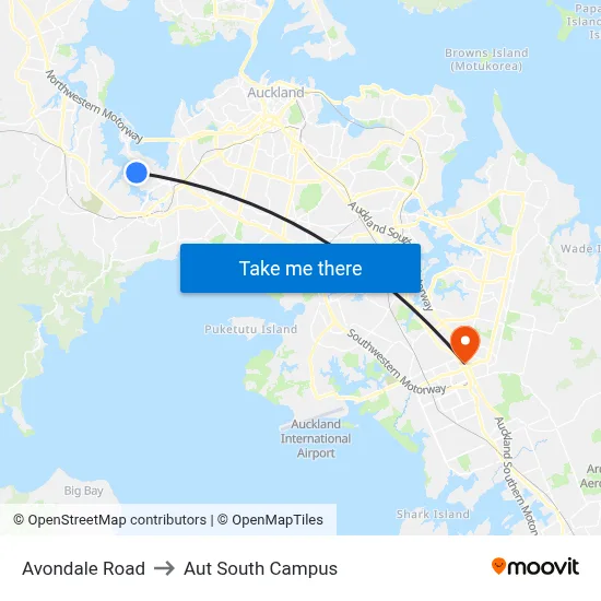 Avondale Road to Aut South Campus map