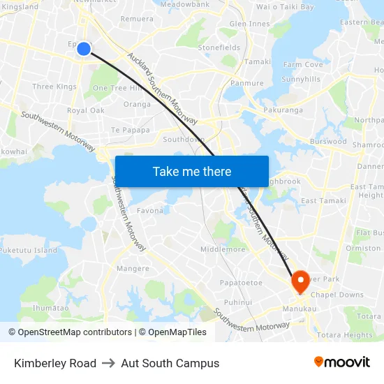 Kimberley Road to Aut South Campus map