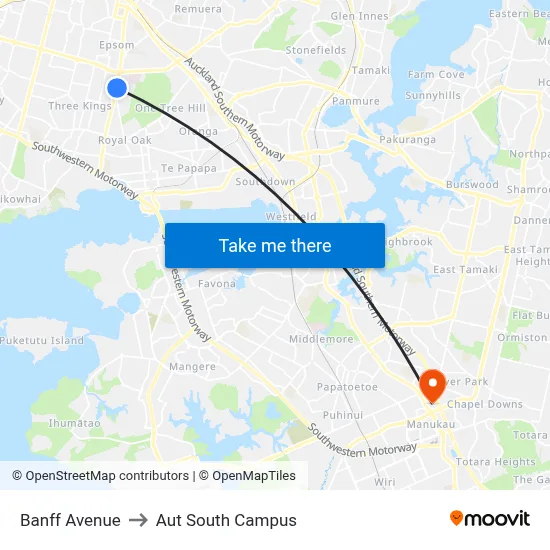 Banff Avenue to Aut South Campus map