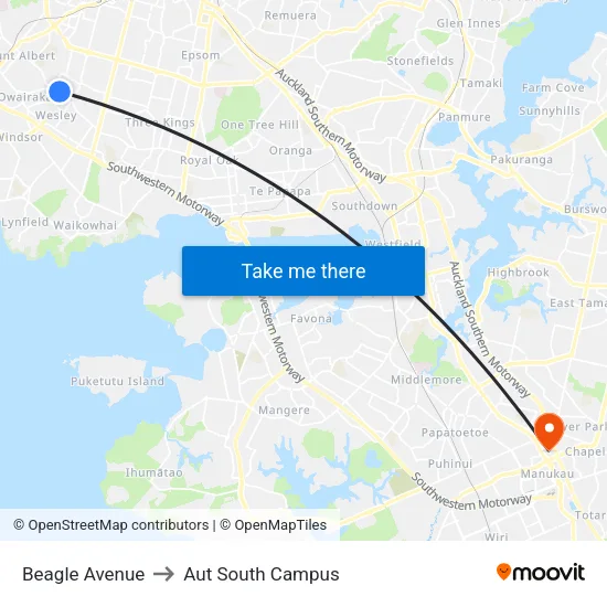 Beagle Avenue to Aut South Campus map