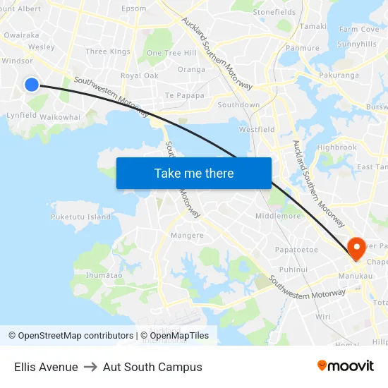 Ellis Avenue to Aut South Campus map