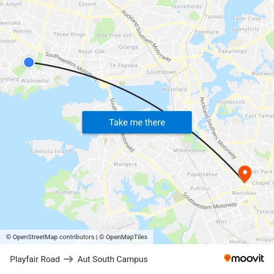 Playfair Road to Aut South Campus map