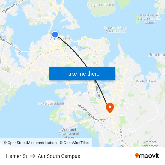 Hamer St to Aut South Campus map