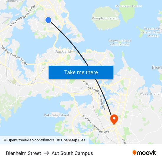Blenheim Street to Aut South Campus map