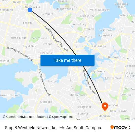 Stop B Westfield Newmarket to Aut South Campus map