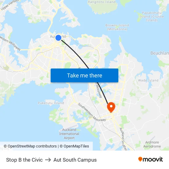 Stop B the Civic to Aut South Campus map