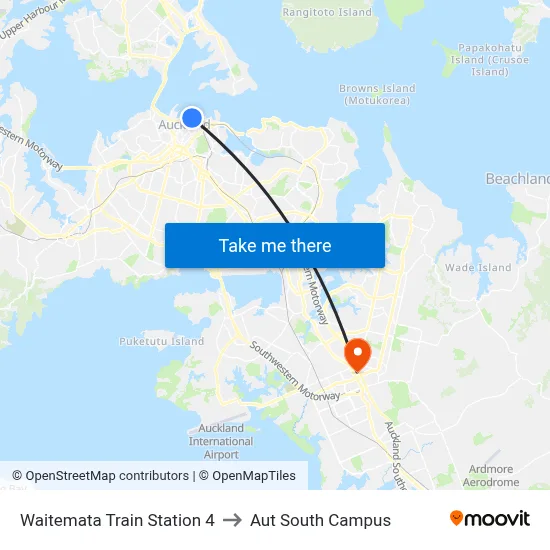 Waitemata Train Station 4 to Aut South Campus map
