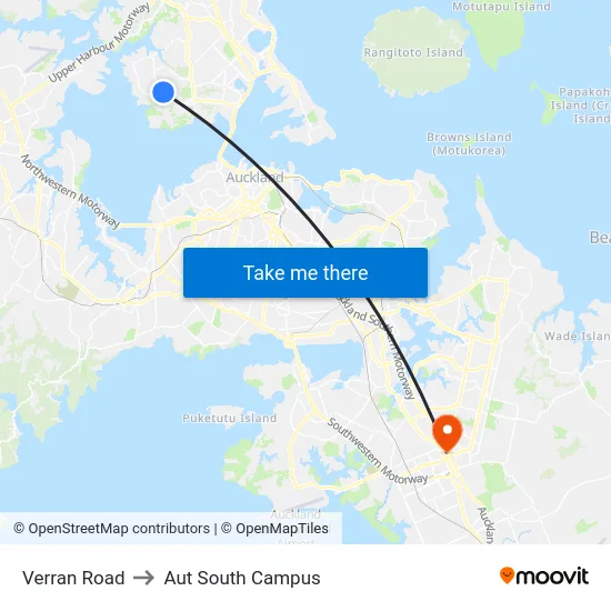 Verran Road to Aut South Campus map