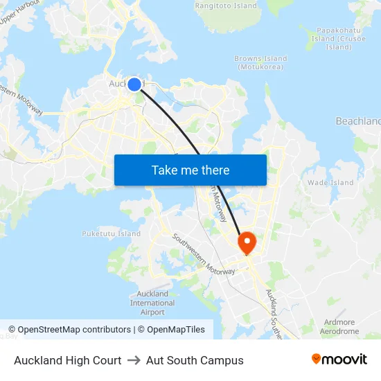 Auckland High Court to Aut South Campus map