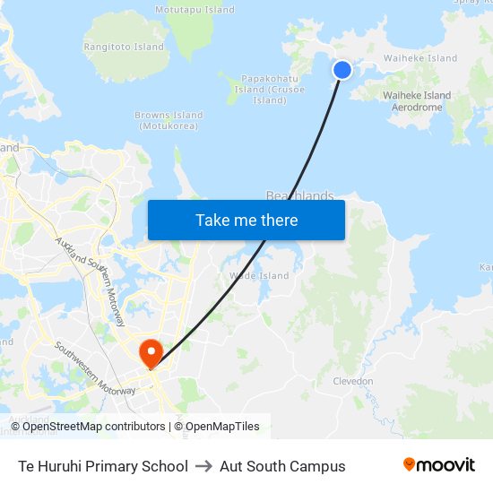Te Huruhi Primary School to Aut South Campus map