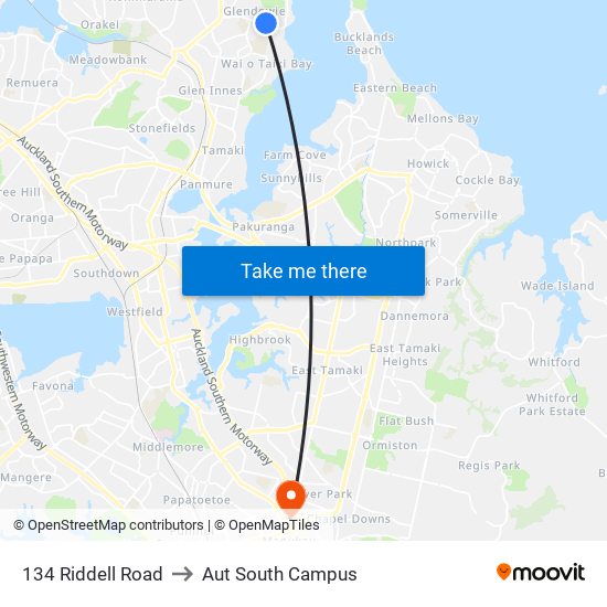 134 Riddell Road to Aut South Campus map