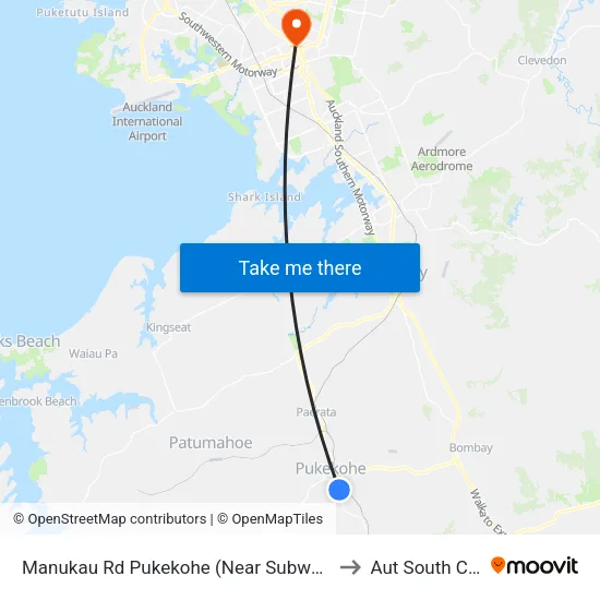 Manukau Rd, Pukekohe (Near Subway Rd) to Aut South Campus map