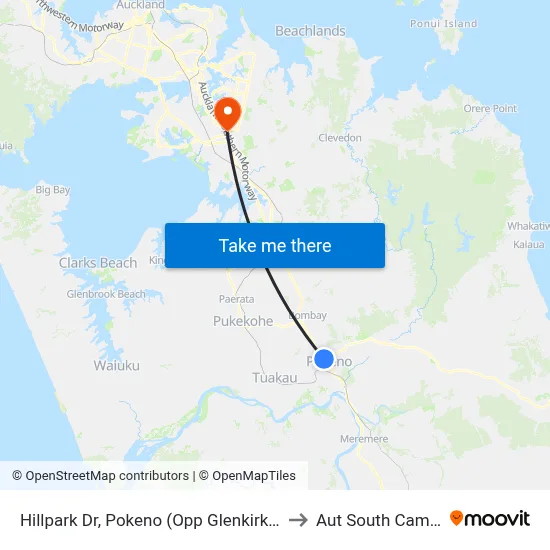 Hillpark Dr, Pokeno (Opp Glenkirk Cres) to Aut South Campus map