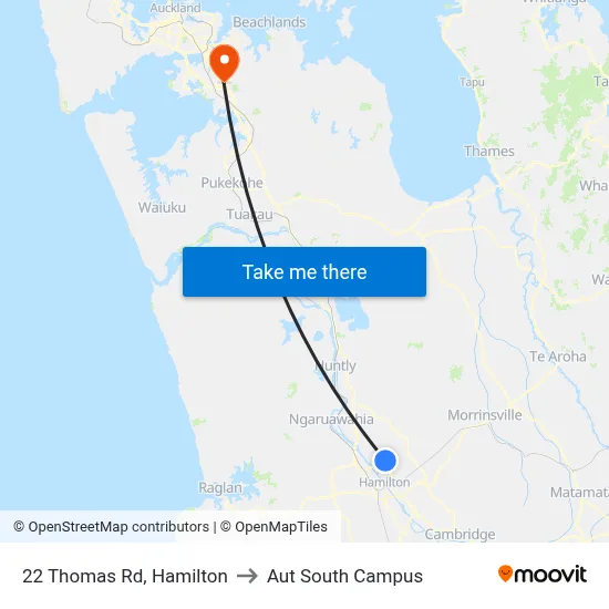 22 Thomas Rd, Hamilton to Aut South Campus map