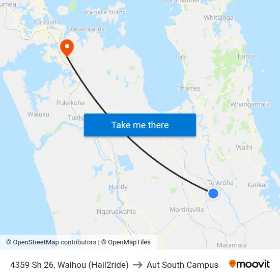 4359 Sh 26, Waihou (Hail2ride) to Aut South Campus map