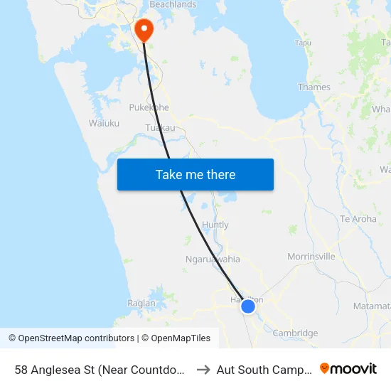 58 Anglesea St, Hamilton (Near Woolworths) to Aut South Campus map