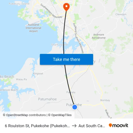 6 Roulston St, Pukekohe (Pukekohe Shops) to Aut South Campus map