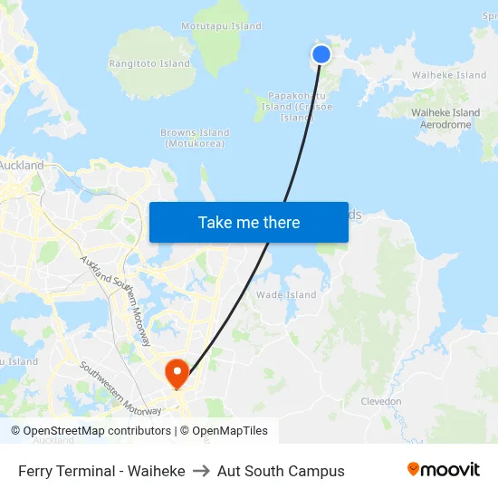 Ferry Terminal - Waiheke to Aut South Campus map