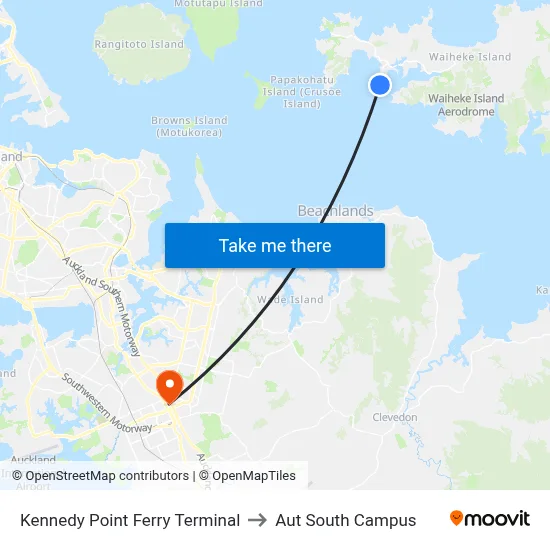 Kennedy Point Ferry Terminal to Aut South Campus map