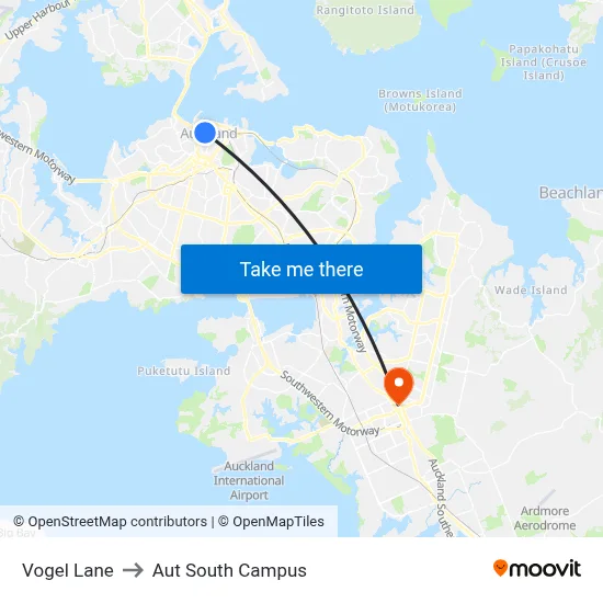 Vogel Lane to Aut South Campus map