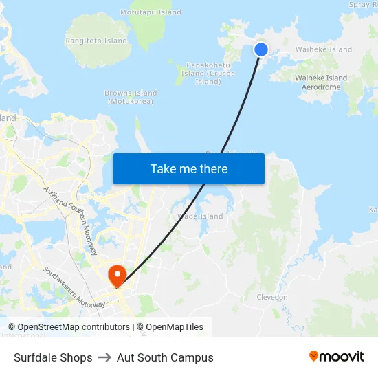 Surfdale Shops to Aut South Campus map