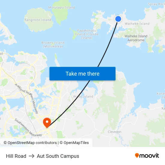 Hill Road to Aut South Campus map