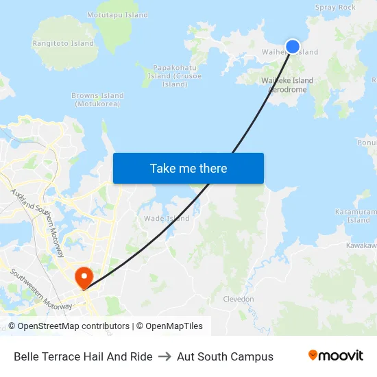 Belle Terrace Hail And Ride to Aut South Campus map