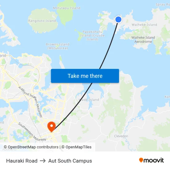 Hauraki Road to Aut South Campus map